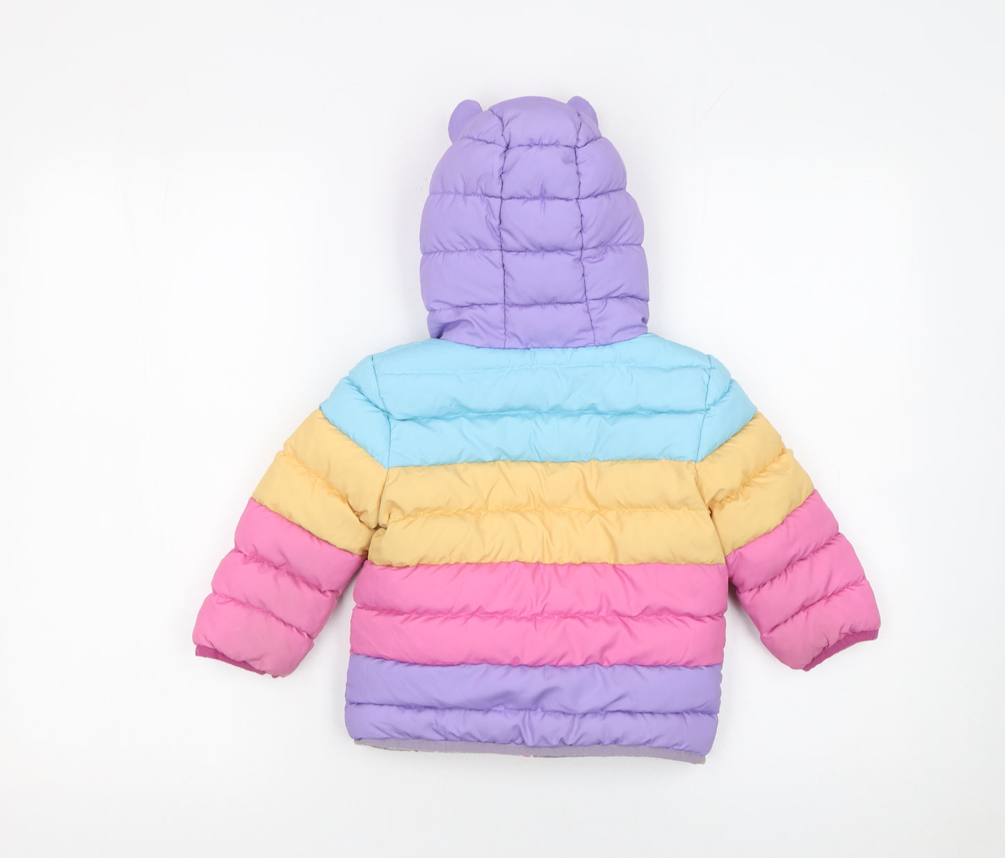 JoJo Maman Bébé Unisex Baby Multicoloured Hooded Puffer Jacket 18-24 Months