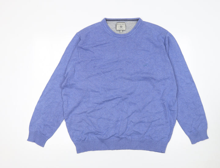 Wolsey Men's Blue Cotton Crew Neck Jumper XL Pullover Knit