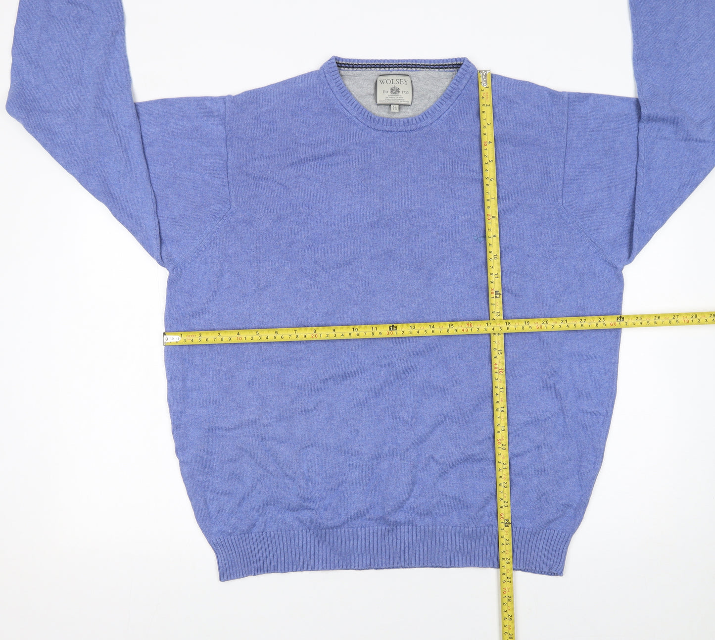 Wolsey Men's Blue Cotton Crew Neck Jumper XL Pullover Knit