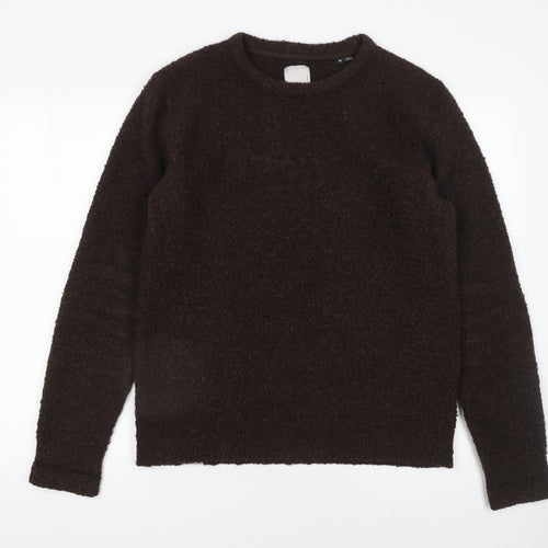 Jack & Jones Men’s Brown Crew Neck Wool Blend Knit Jumper M