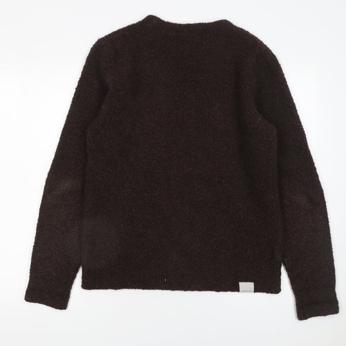Jack & Jones Men’s Brown Crew Neck Wool Blend Knit Jumper M