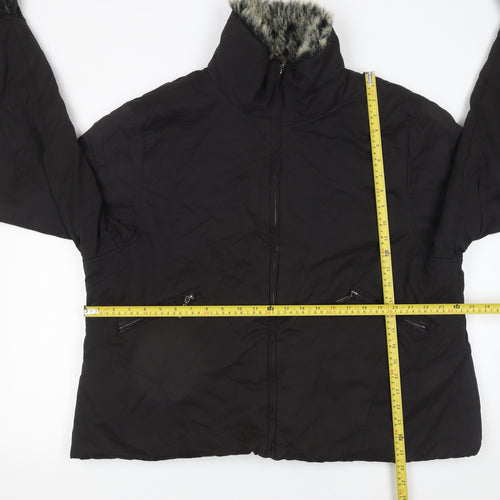 Inspire Womens Black Faux Fur Trim Puffer Jacket UK 34 Winter Coat