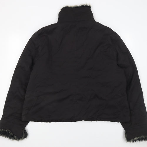 Inspire Womens Black Faux Fur Trim Puffer Jacket UK 34 Winter Coat