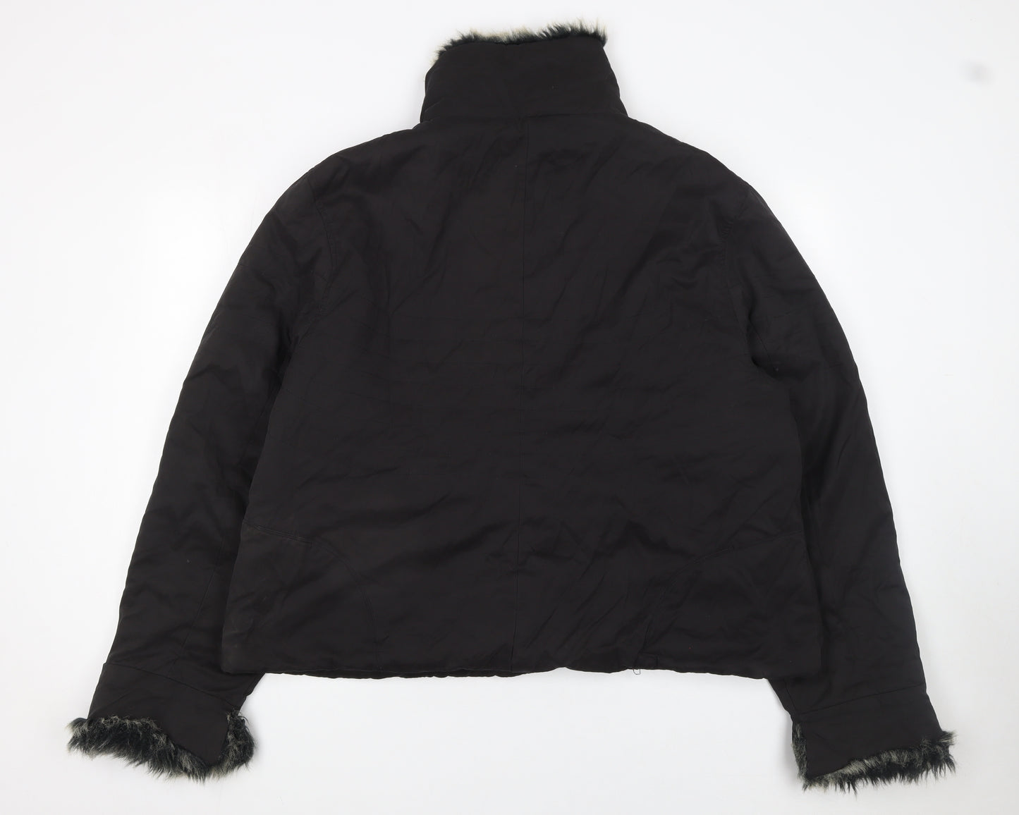 Inspire Womens Black Faux Fur Trim Puffer Jacket UK 34 Winter Coat