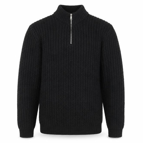 ASOS DESIGN Men’s Black Chunky Knit 1/2 Zip Acrylic Jumper M