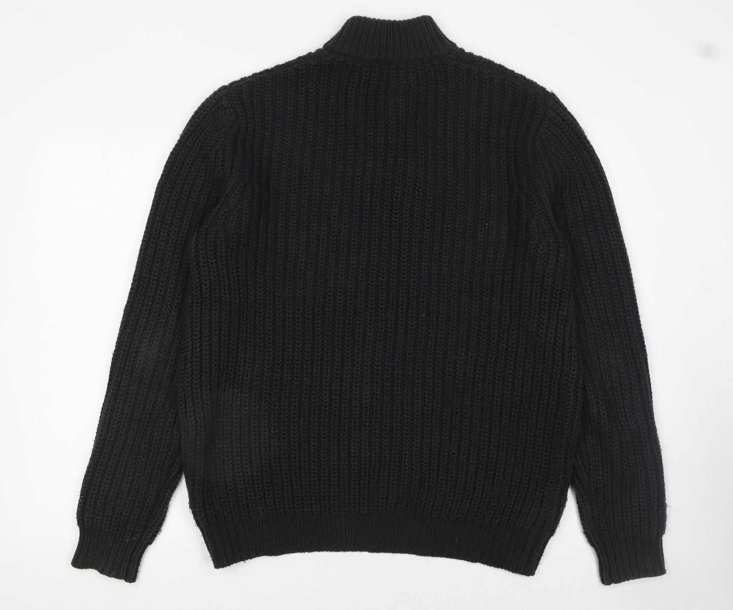 ASOS DESIGN Men’s Black Chunky Knit 1/2 Zip Acrylic Jumper M