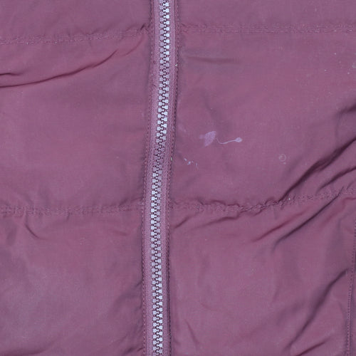 SoulCal & Co Womens Red Hooded Fur Trim Puffer Jacket Size 10