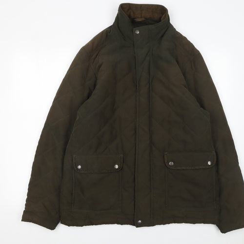 James Pringle Men's Brown Quilted Mid-Length Jacket M