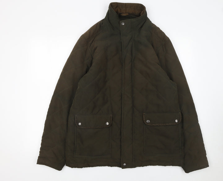 James Pringle Men's Brown Quilted Mid-Length Jacket M