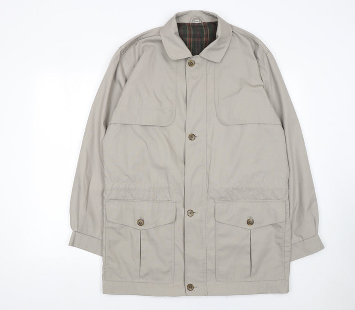 Greenwoods Men's Beige Field Jacket Size S Cotton Blend Casual Outdoor Coat