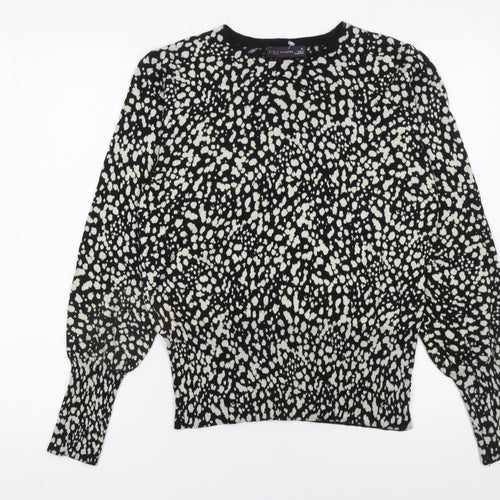 Marks and Spencer Women's Black Animal Print Crew Neck Jumper Size 12