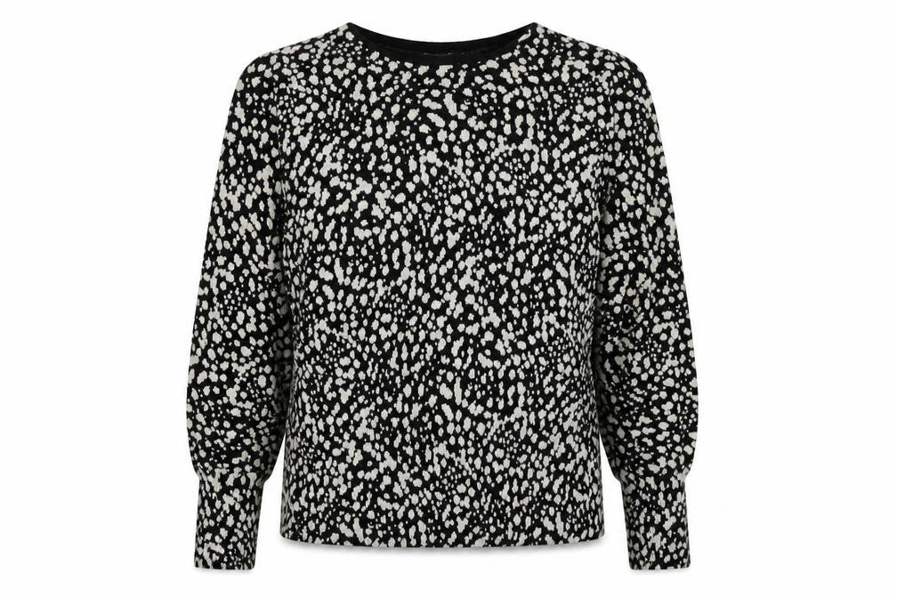 Marks and Spencer Women's Black Animal Print Crew Neck Jumper Size 12