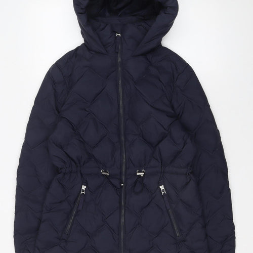Marks and Spencer Women's Blue Size 8 Hooded Puffer Jacket