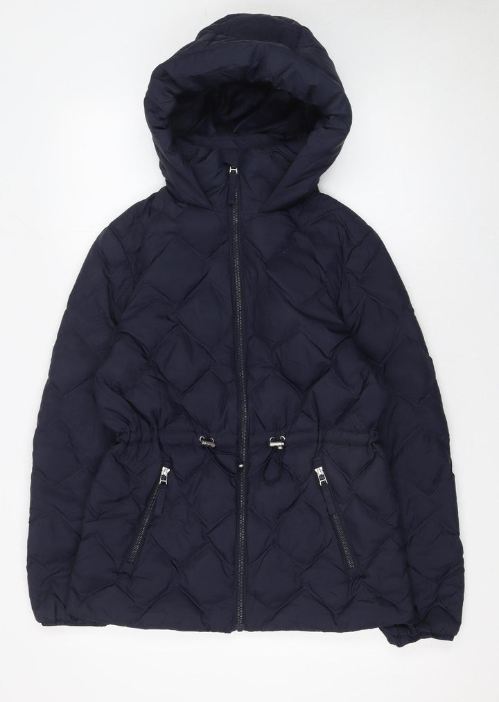Marks and Spencer Women's Blue Size 8 Hooded Puffer Jacket