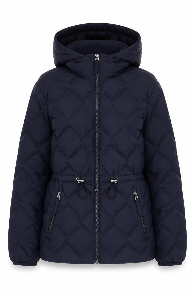 Front view of Marks & Spencer Women's Blue, size 8, Hooded Puffer Jacket