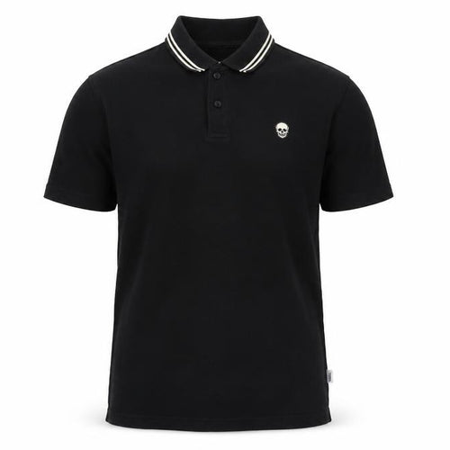 Vans Men’s Black Skull Polo Shirt Size S Short Sleeve Cotton