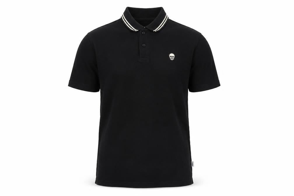 Vans Men’s Black Skull Polo Shirt Size S Short Sleeve Cotton