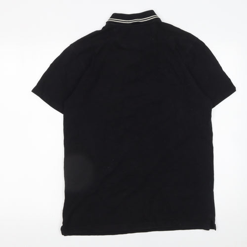 Vans Men’s Black Skull Polo Shirt Size S Short Sleeve Cotton