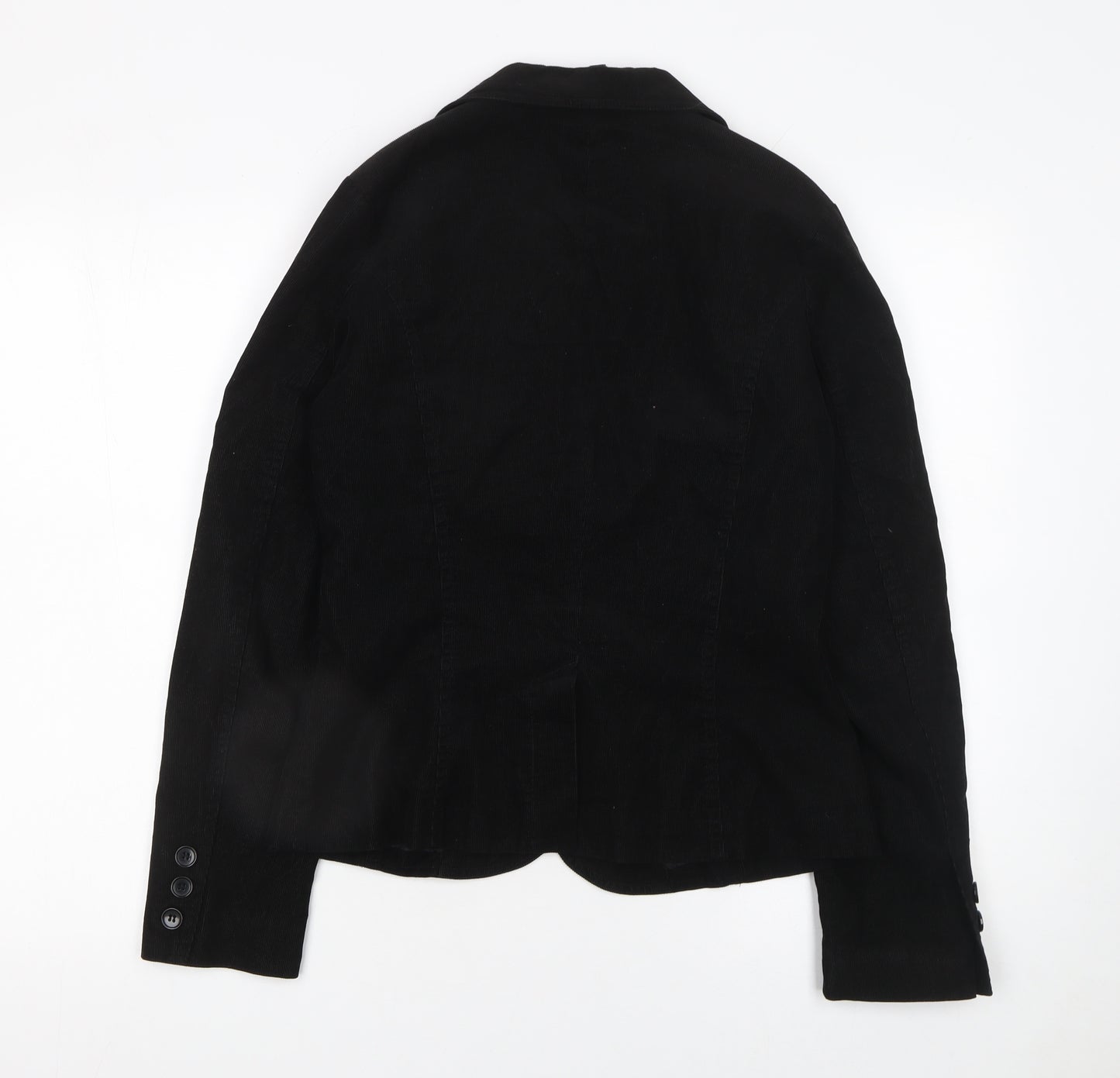 H&M Women Black Corduroy Blazer Size 10 Regular Single Breasted Jacket