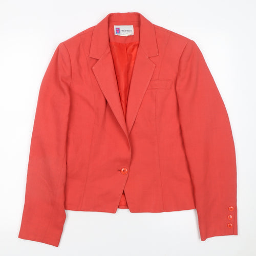Prophecy Women's Red Linen Blend Single-Breasted Blazer Size 10