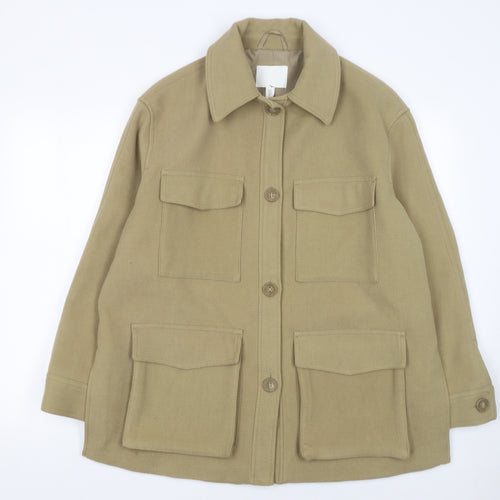 H&M Women’s Beige Mid-Length Button Jacket Size 12 Regular