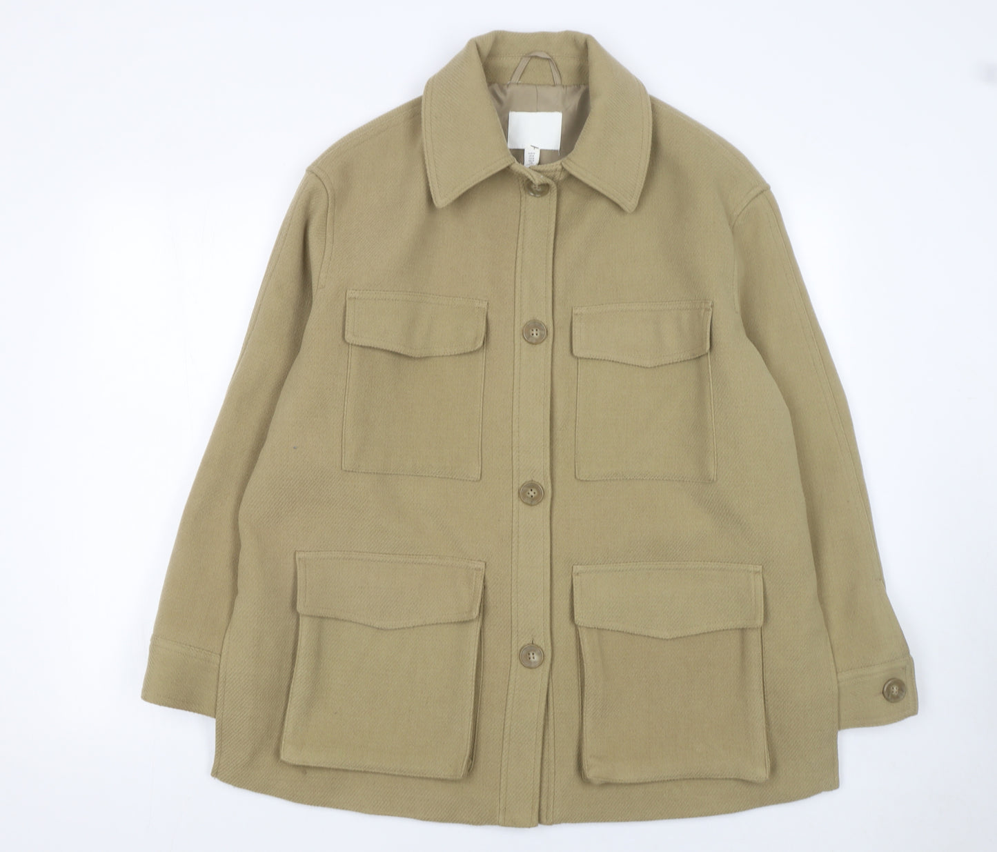 H&M Women’s Beige Mid-Length Button Jacket Size 12 Regular