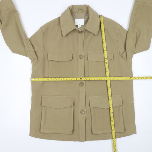 H&M Women’s Beige Mid-Length Button Jacket Size 12 Regular
