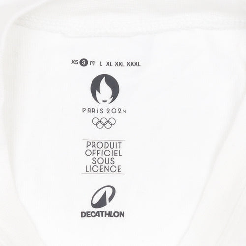 Decathlon Paris 2024 Men's White Crew Neck Short Sleeve T-Shirt Size S