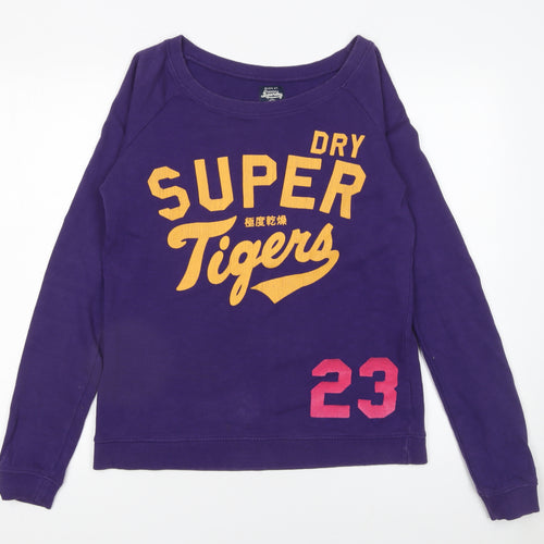 Superdry Women's Purple Cotton Sweatshirt Size S Graphic Print