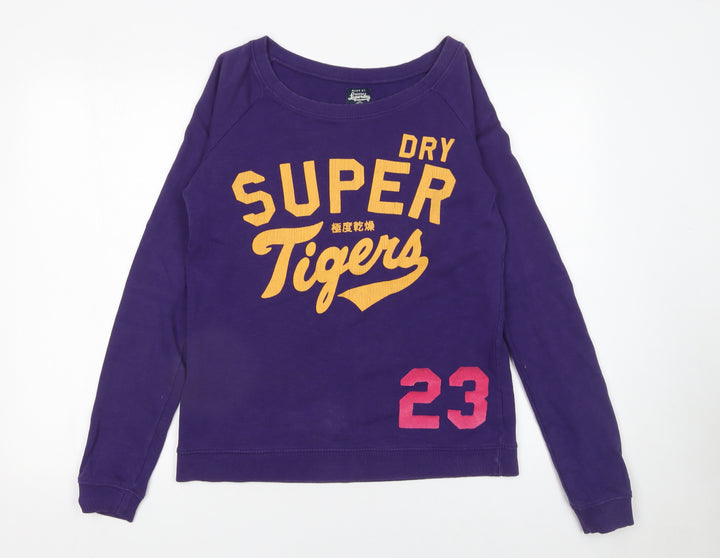 Superdry Women's Purple Cotton Sweatshirt Size S Graphic Print
