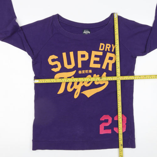 Superdry Women's Purple Cotton Sweatshirt Size S Graphic Print