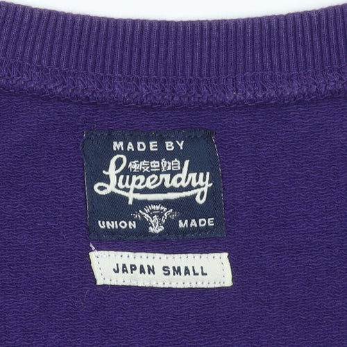 Superdry Women's Purple Cotton Sweatshirt Size S Graphic Print
