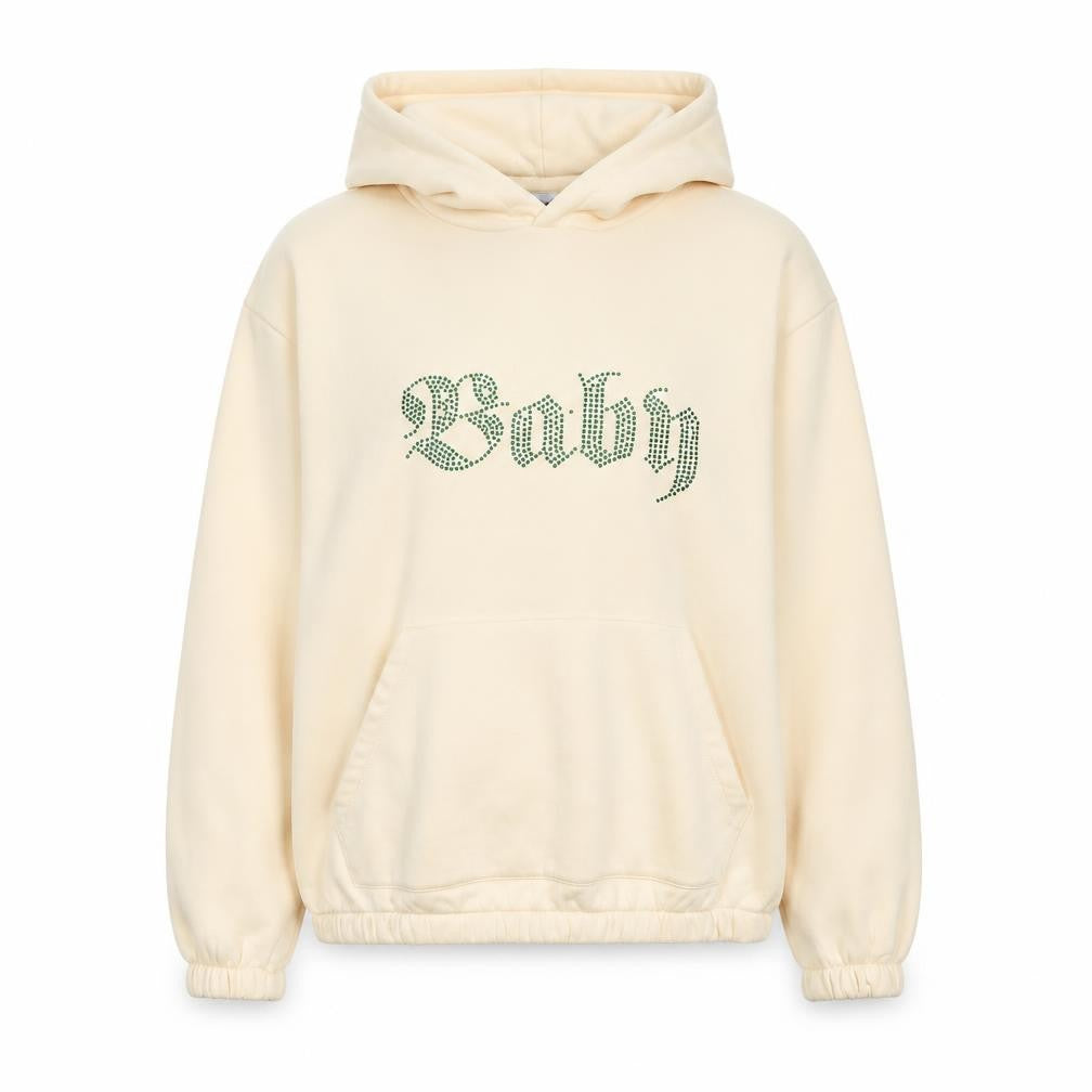 ASOS Design Women Beige L Hoodie Rhinestone 'Baby' Pullover