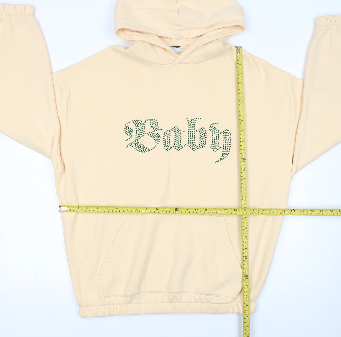 ASOS Design Women Beige L Hoodie Rhinestone 'Baby' Pullover