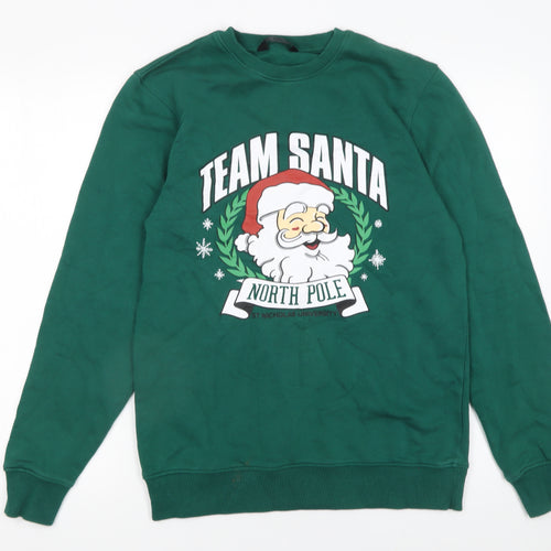 F&F Men’s Green Team Santa Christmas Graphic Sweatshirt Size S
