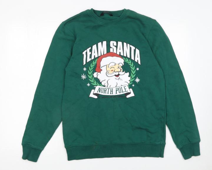 F&F Men’s Green Team Santa Christmas Graphic Sweatshirt Size S