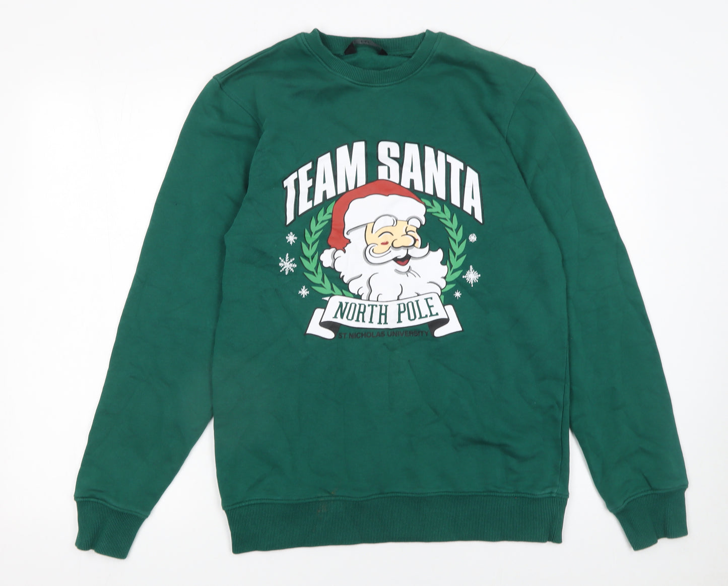 F&F Men’s Green Team Santa Christmas Graphic Sweatshirt Size S
