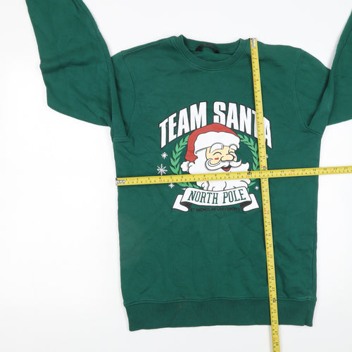 F&F Men’s Green Team Santa Christmas Graphic Sweatshirt Size S