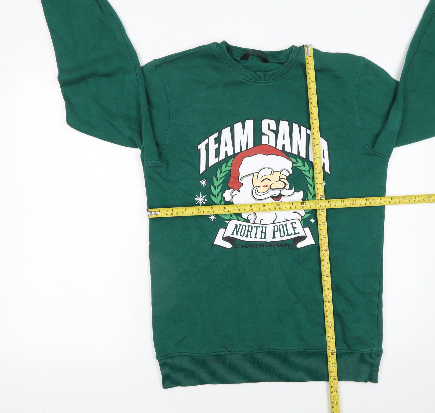 F&F Men’s Green Team Santa Christmas Graphic Sweatshirt Size S