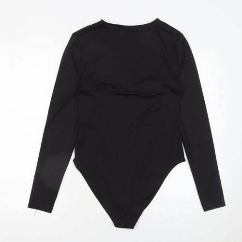 H&M Women Black Long Sleeve V-Neck Bodysuit Size 12