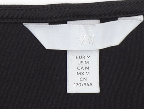 H&M Women Black Long Sleeve V-Neck Bodysuit Size 12