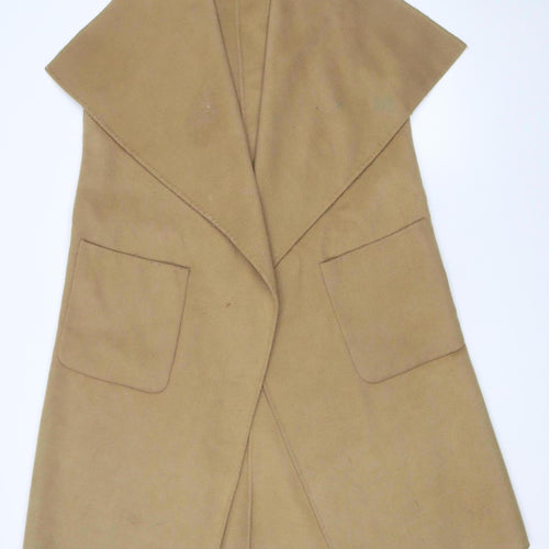 Michael Kors Women Beige Wool Blend Long Waistcoat L