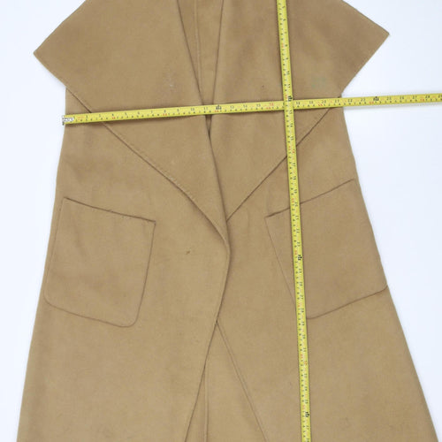 Michael Kors Women Beige Wool Blend Long Waistcoat L