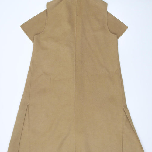 Michael Kors Women Beige Wool Blend Long Waistcoat L