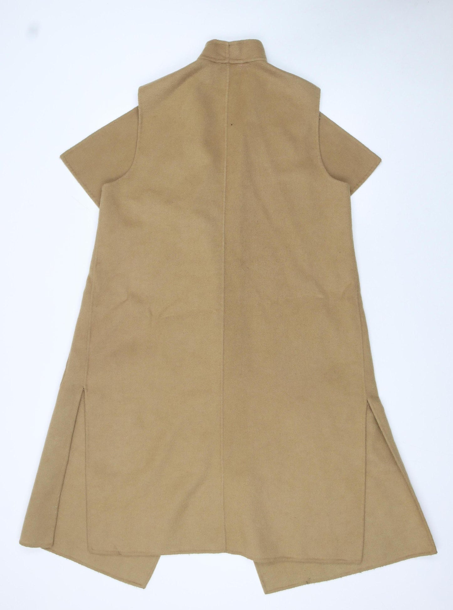 Michael Kors Women Beige Wool Blend Long Waistcoat L