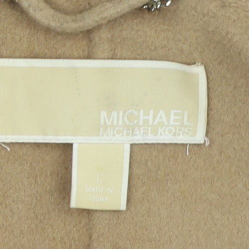 Michael Kors Women Beige Wool Blend Long Waistcoat L