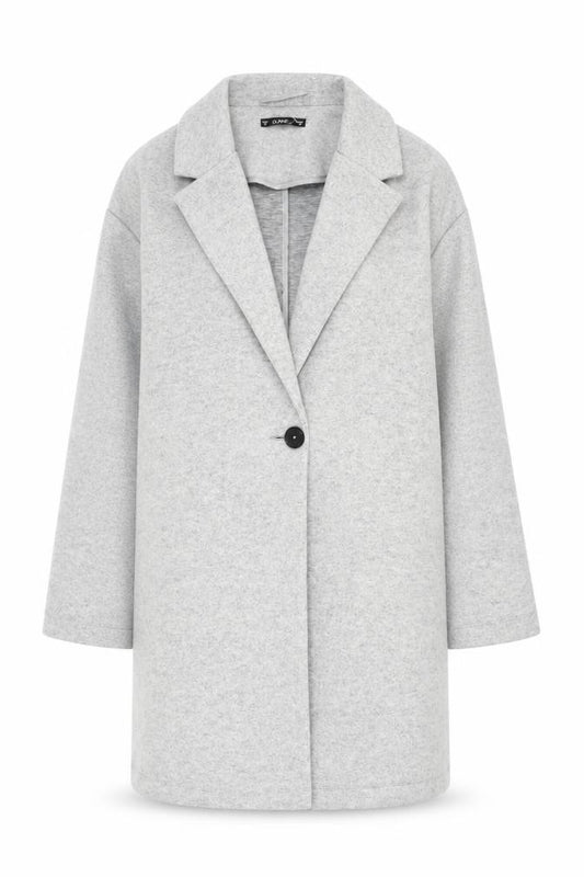Front view of Dunnes Women’s Grey Mid-Length Classic Overcoat, size M