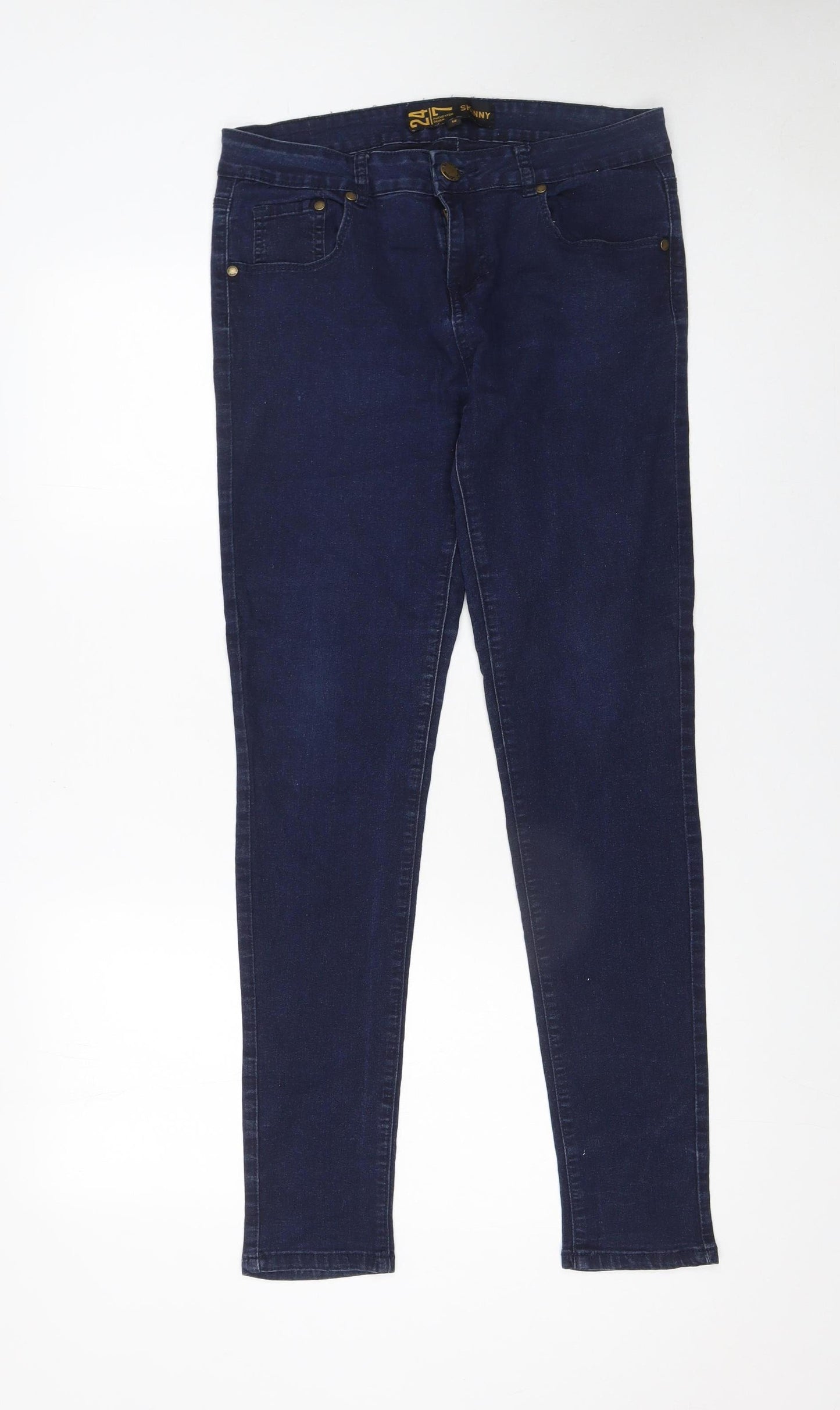 24|7 Authentic Denim Women's Blue Skinny Jeans Size 12 Stretch