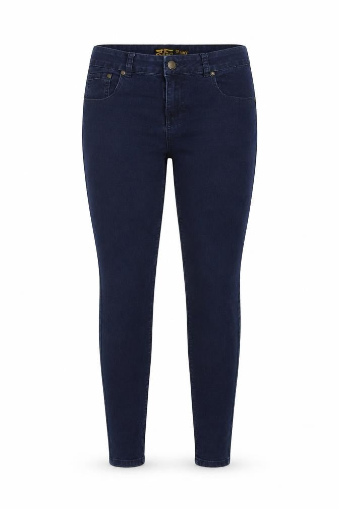 Front view of 24|7 Authentic Denim Women's Blue Skinny Jeans, size 12, Stretch