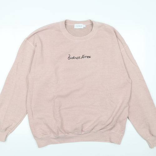 Topman Men's Pink 'Buenos Aires' Graphic Pullover Sweatshirt Size S
